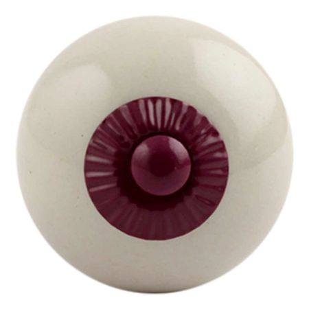 Cream Round Purple Fitting Ceramic Knob
